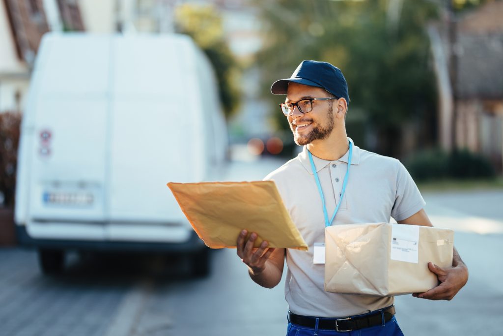 Courier delivering packages from London to Brighton