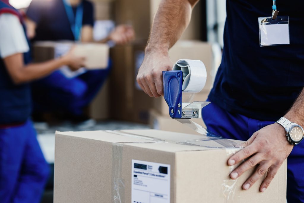 Technical equipment being carefully packed for reverse logistics